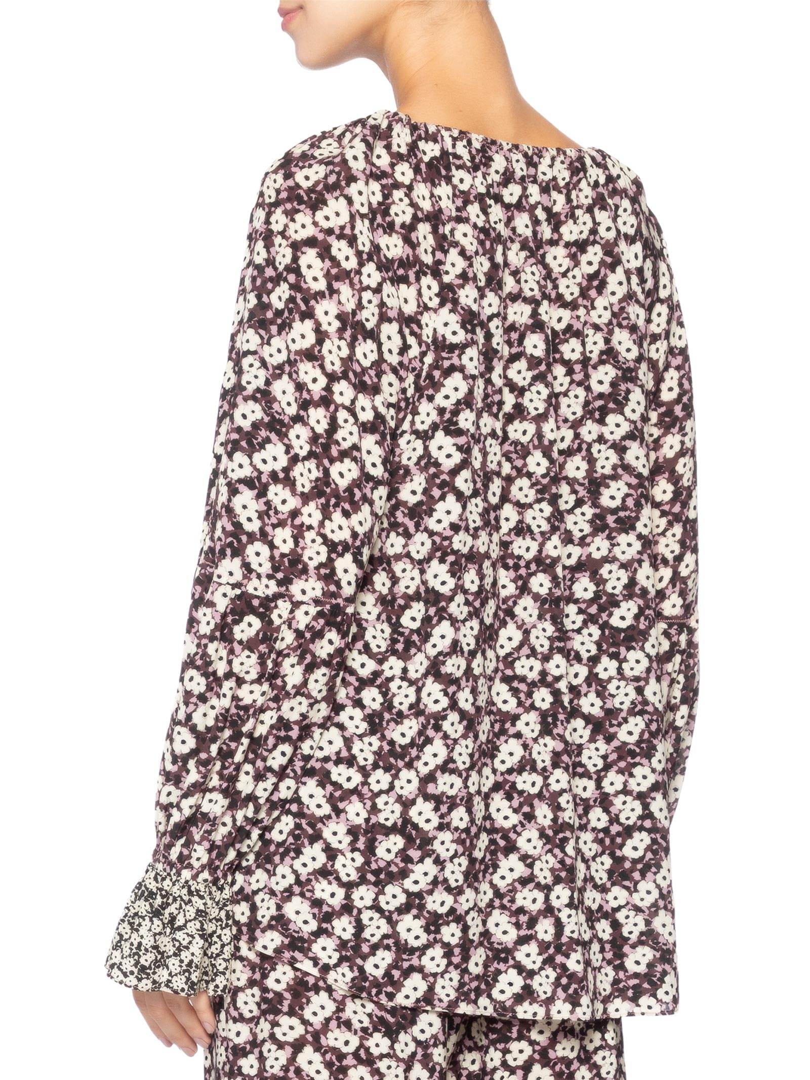 Bata Feminina Decote V Estampada Roxo Animale