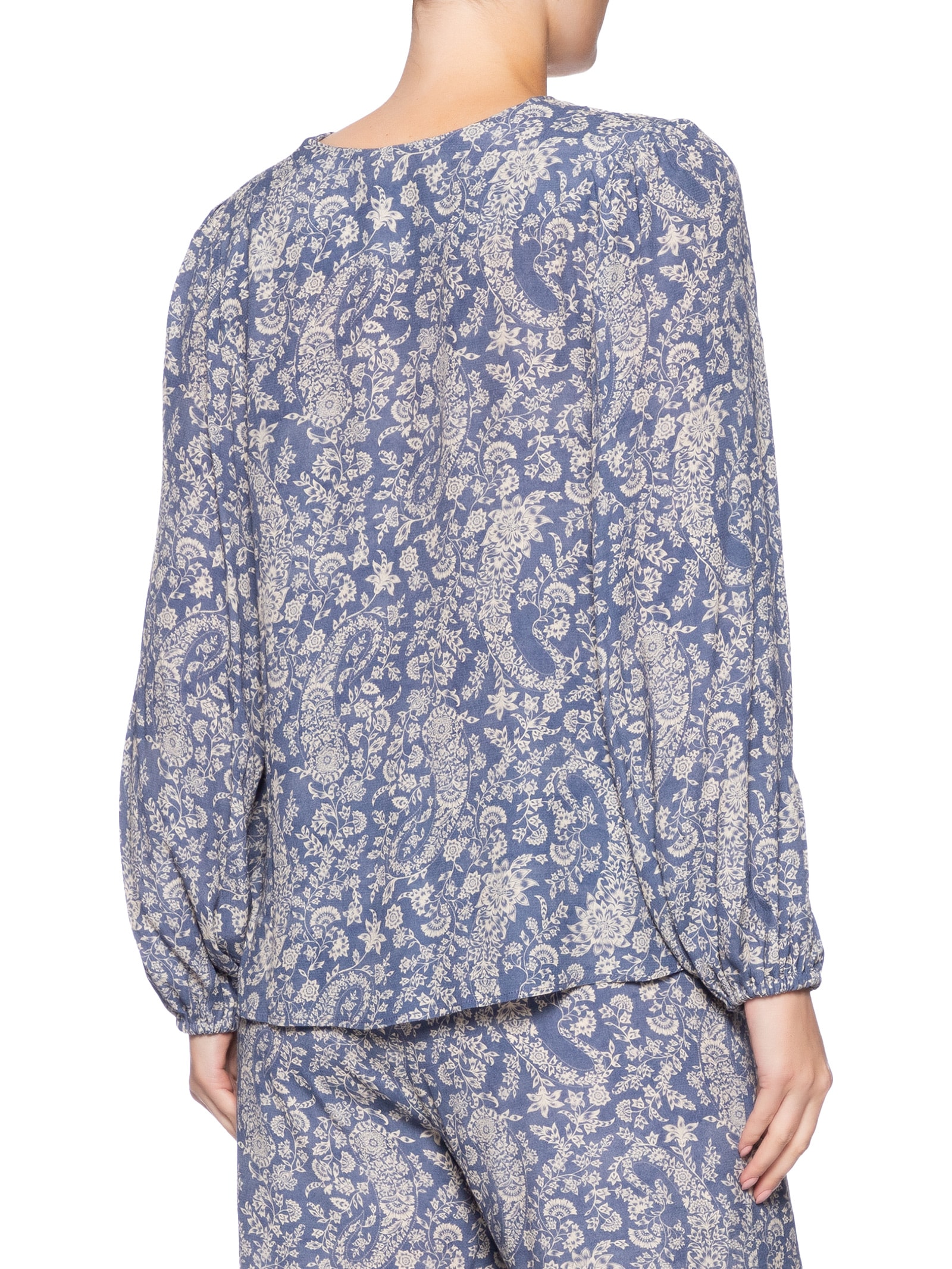 Bata Feminina Detalhe Decote Estampa Maze Azul Maria Filó