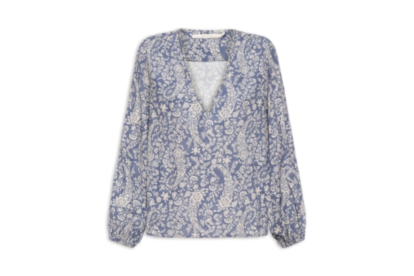 Bata Feminina Detalhe Decote Estampa Maze - Azul