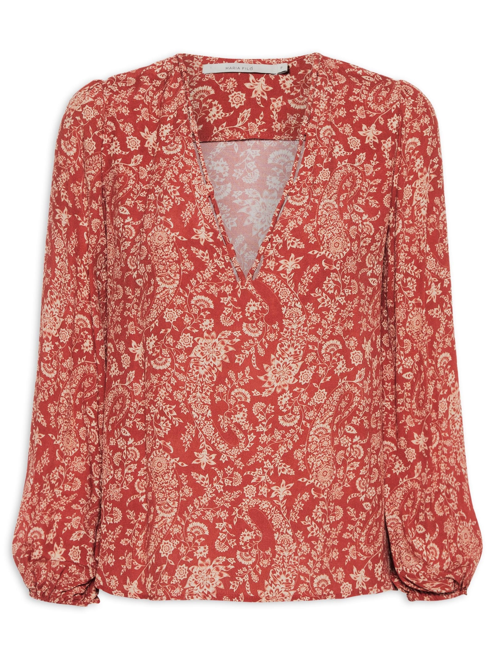 Bata Feminina Detalhe Decote Estampa Maze Vermelho Maria Filó