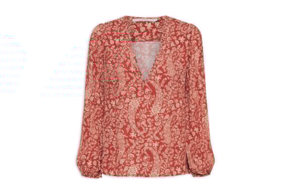 Bata Feminina Detalhe Decote Estampa Maze - Vermelho