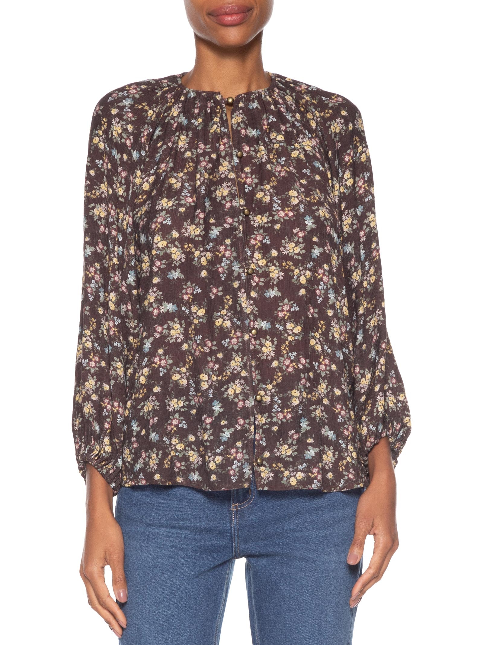 Bata Feminina Estampada Blumi Marrom Maria Filó