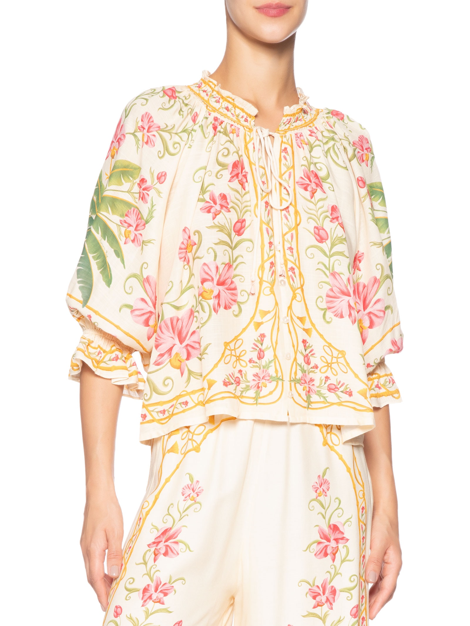 Bata Feminina Floral Nusa Off White Farm