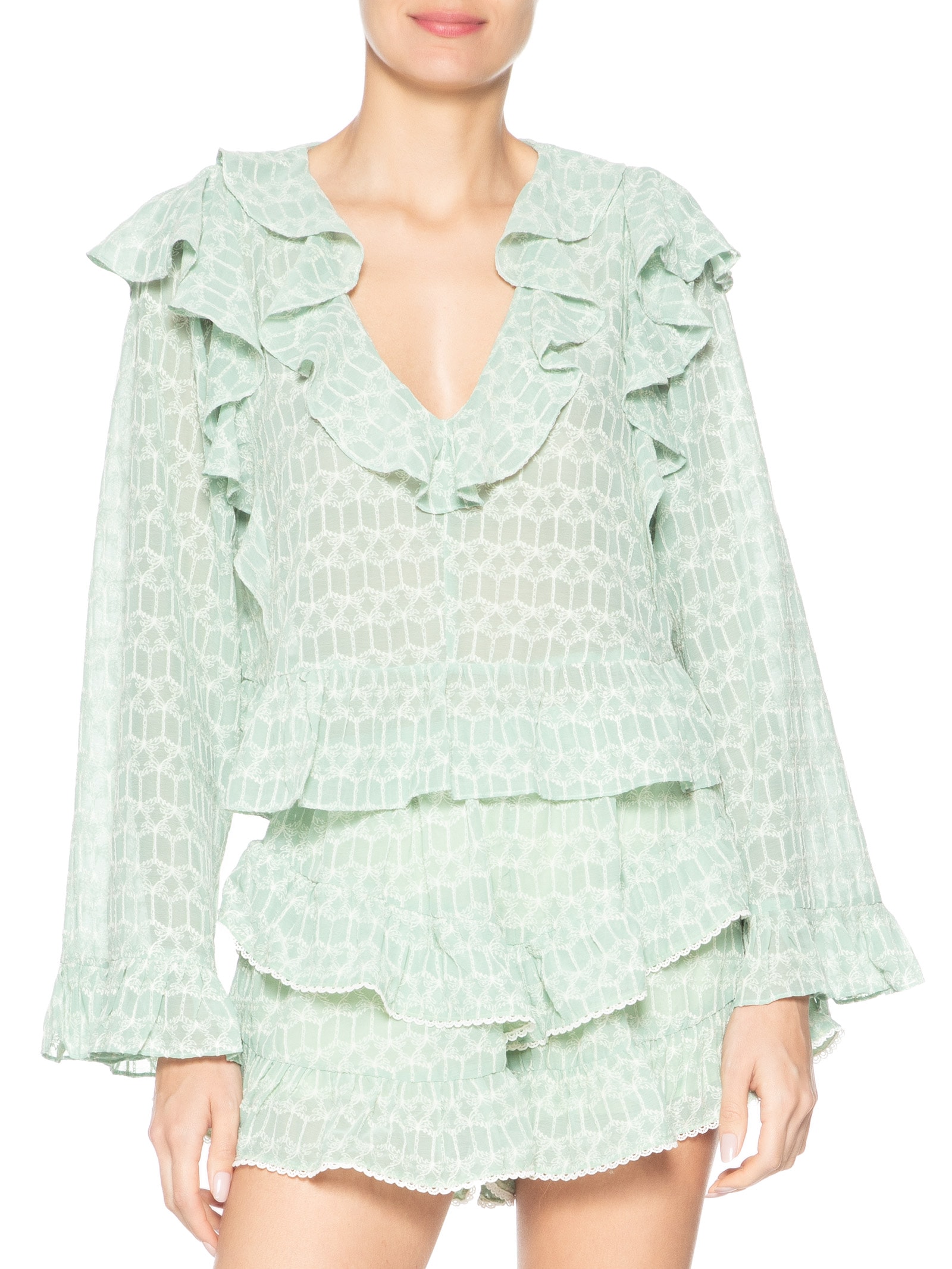 Bata Feminina Fluida Babados Coqueirinho Verde Farm