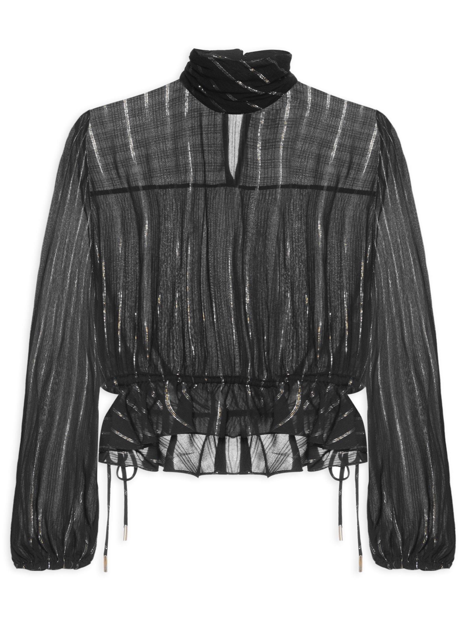 Bata Feminina Gola Lurex Preto Dress To
