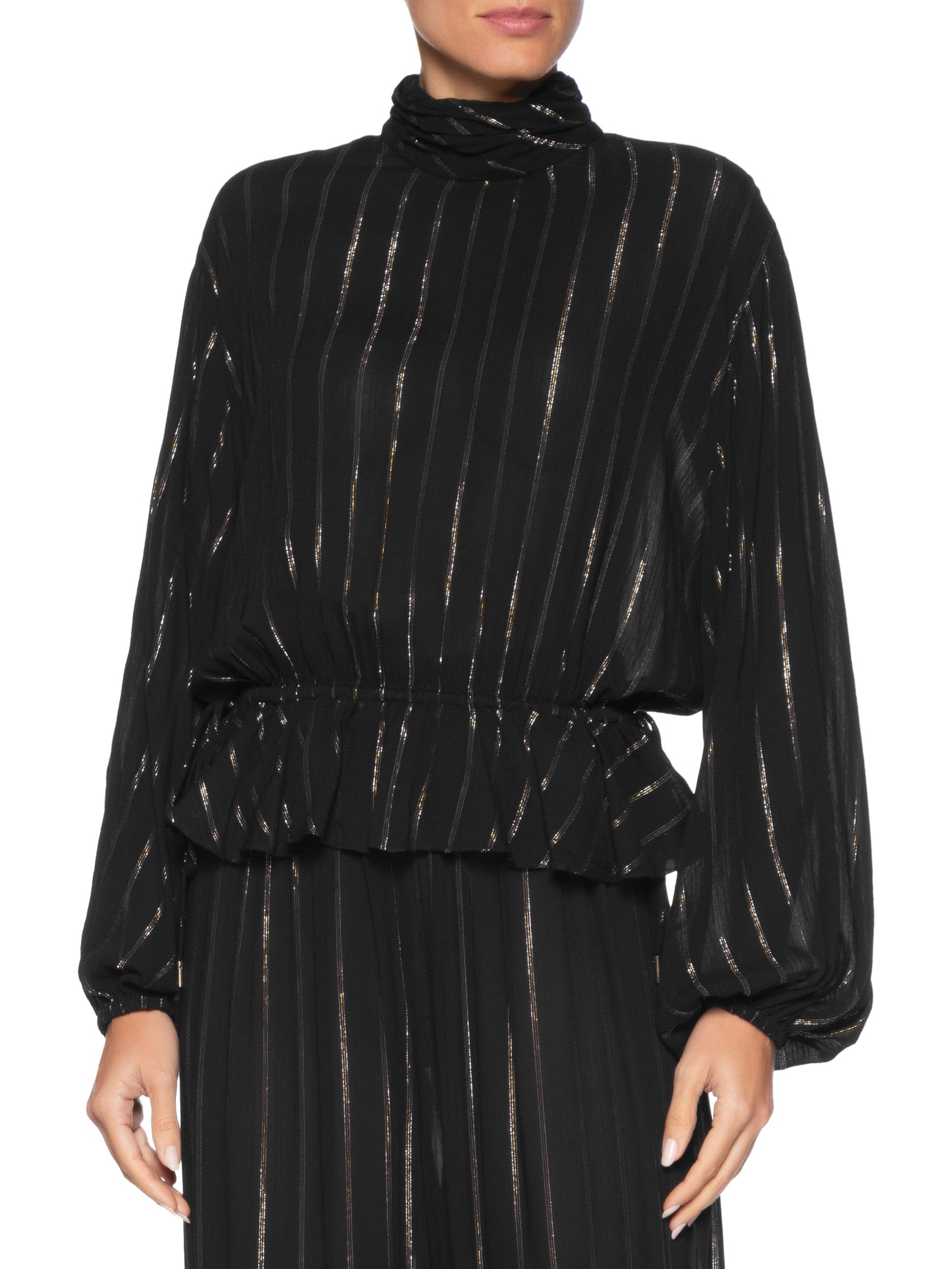 Bata Feminina Gola Lurex Preto Dress To