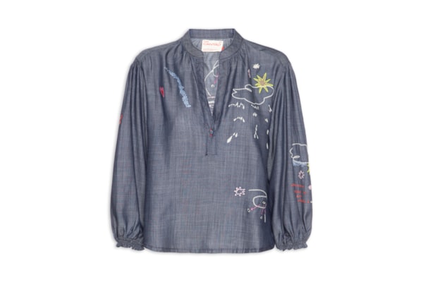 Bata Feminina Jeans Bordado Desrazao - Azul