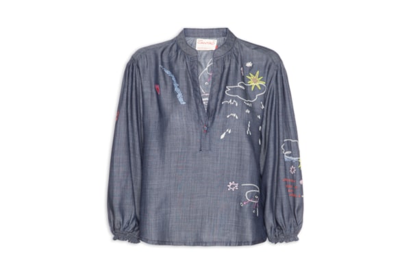 Bata Feminina Jeans Bordado Desrazao - Azul