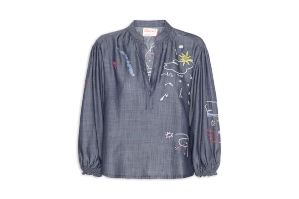 Bata Feminina Jeans Bordado Desrazao - Azul