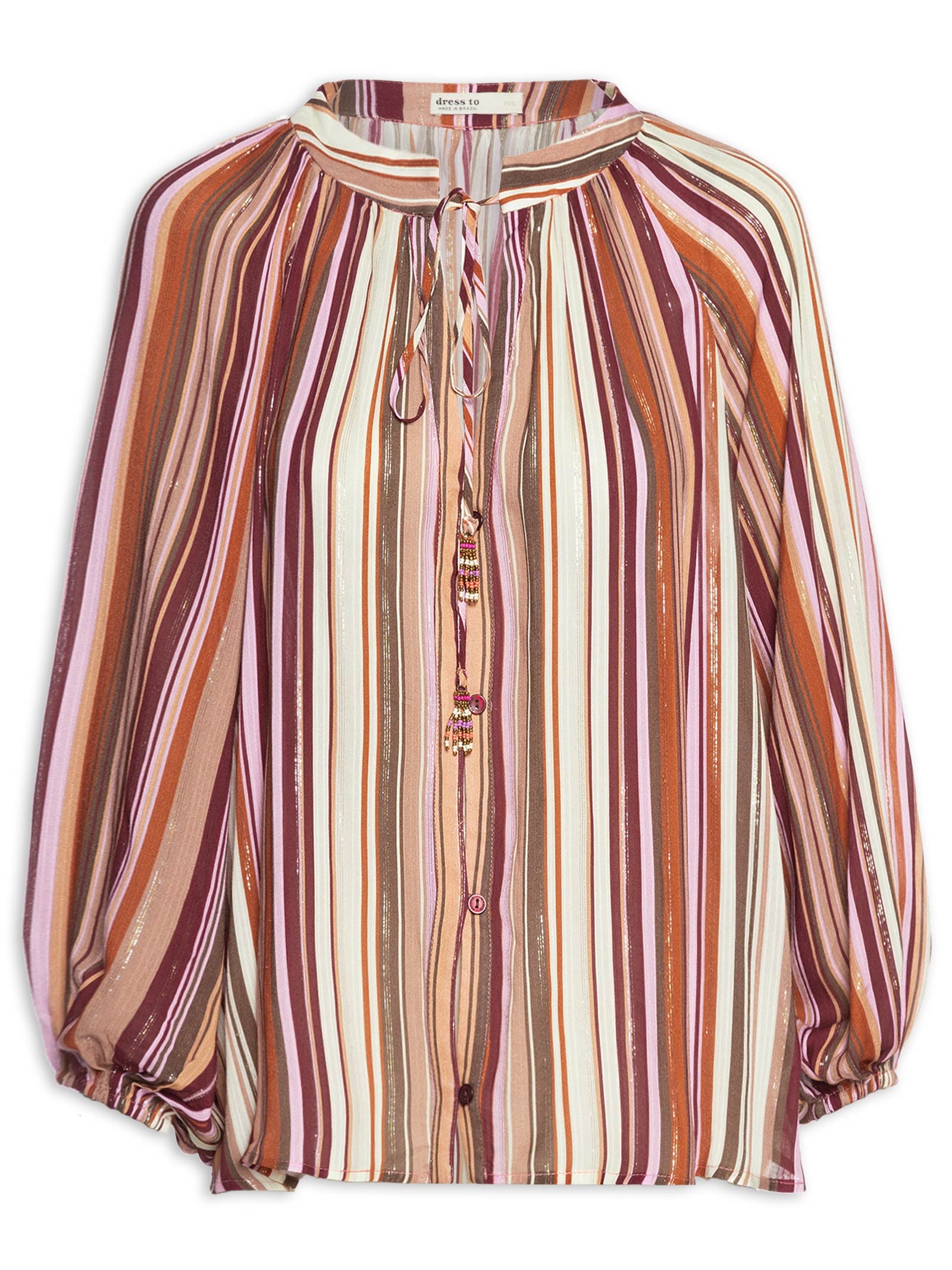 Bata Feminina Lurex Estampa Listra Aurora Rosa Dress To