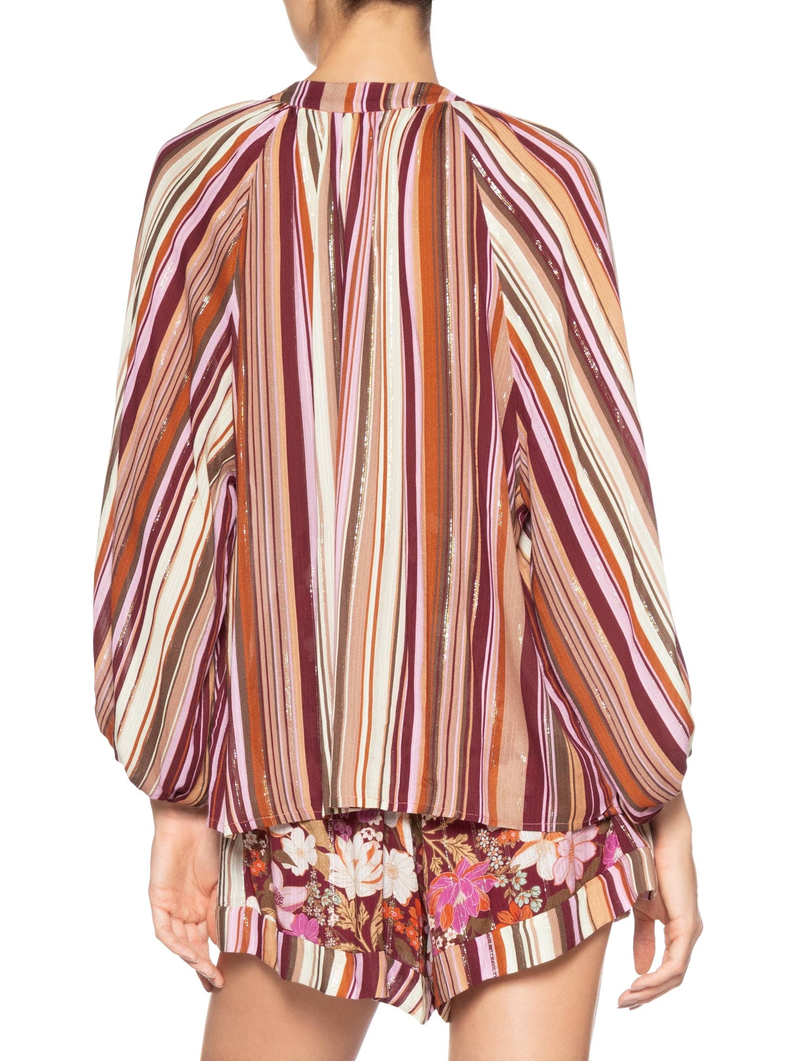 Bata Feminina Lurex Estampa Listra Aurora Rosa Dress To