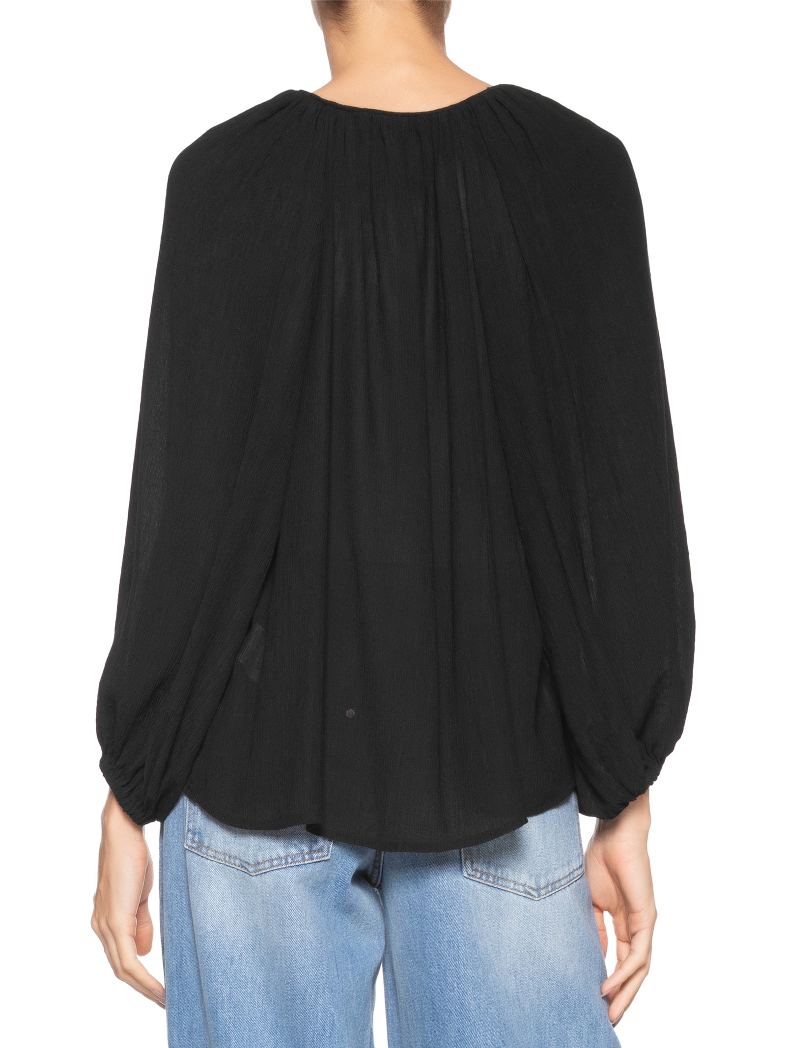 Bata Feminina Manga Bufante Preto Maria Filó