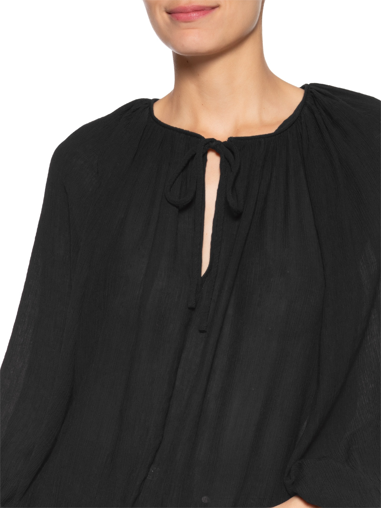 Bata Feminina Manga Bufante Preto Maria Filó