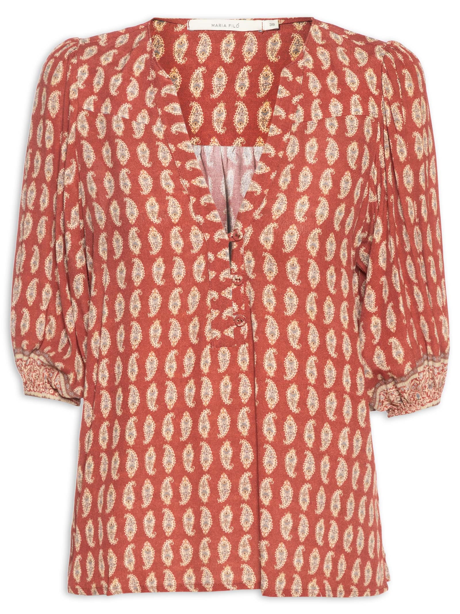 Bata Feminina Manga Estampa Pepper Vermelho Maria Filó