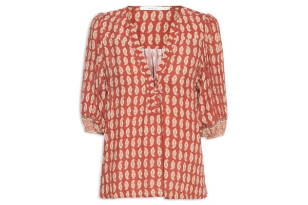 Bata Feminina Manga Estampa Pepper - Vermelho