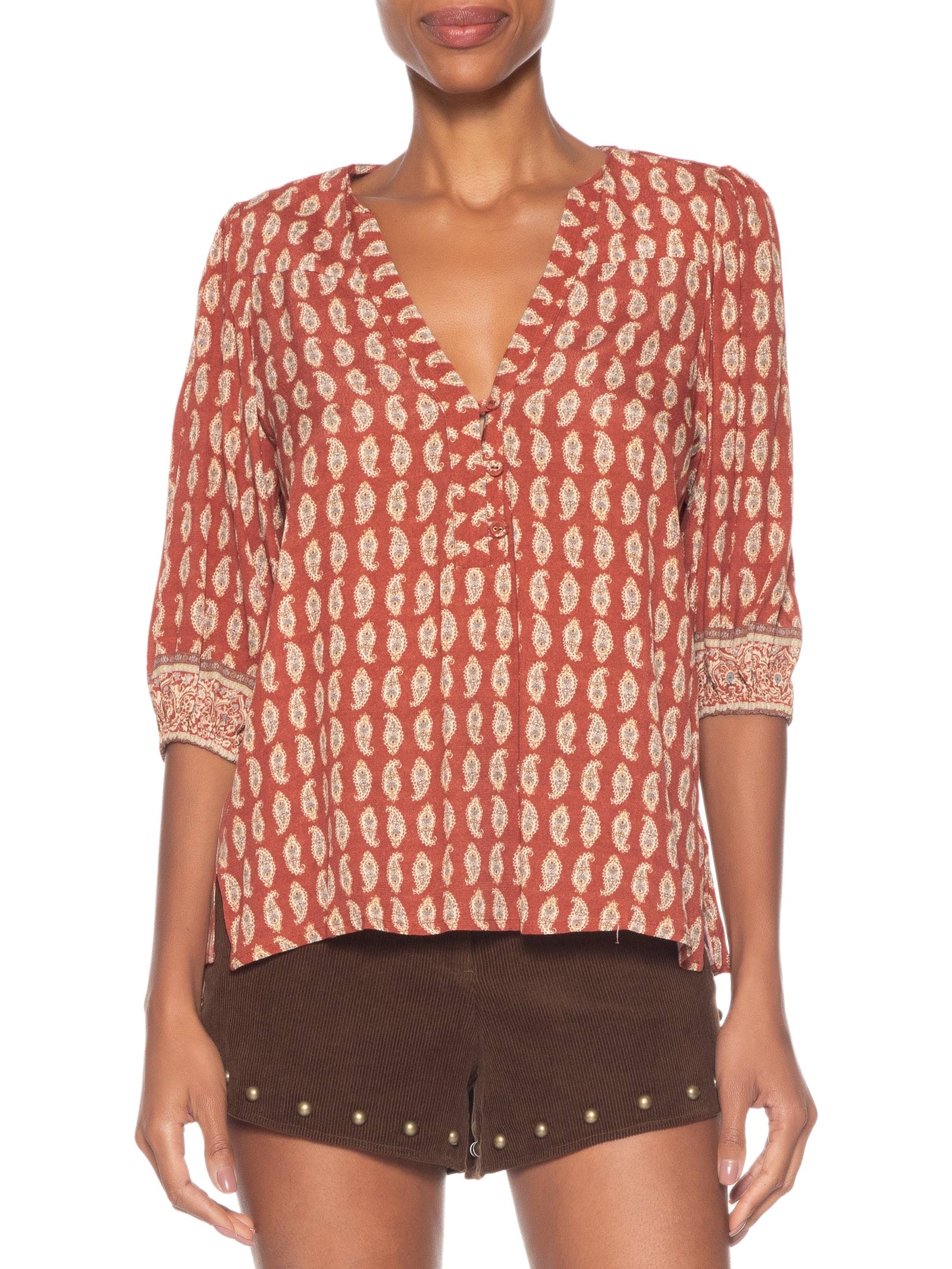 Bata Feminina Manga Estampa Pepper Vermelho Maria Filó