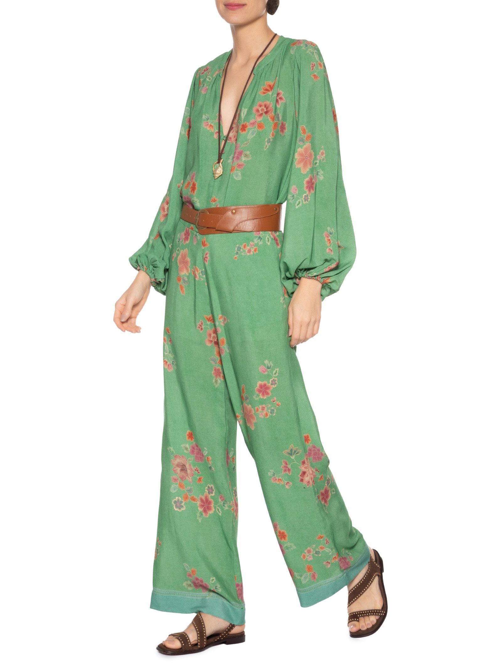 Bata Feminina Manga Longa Estampa Bliss Verde Maria Filó