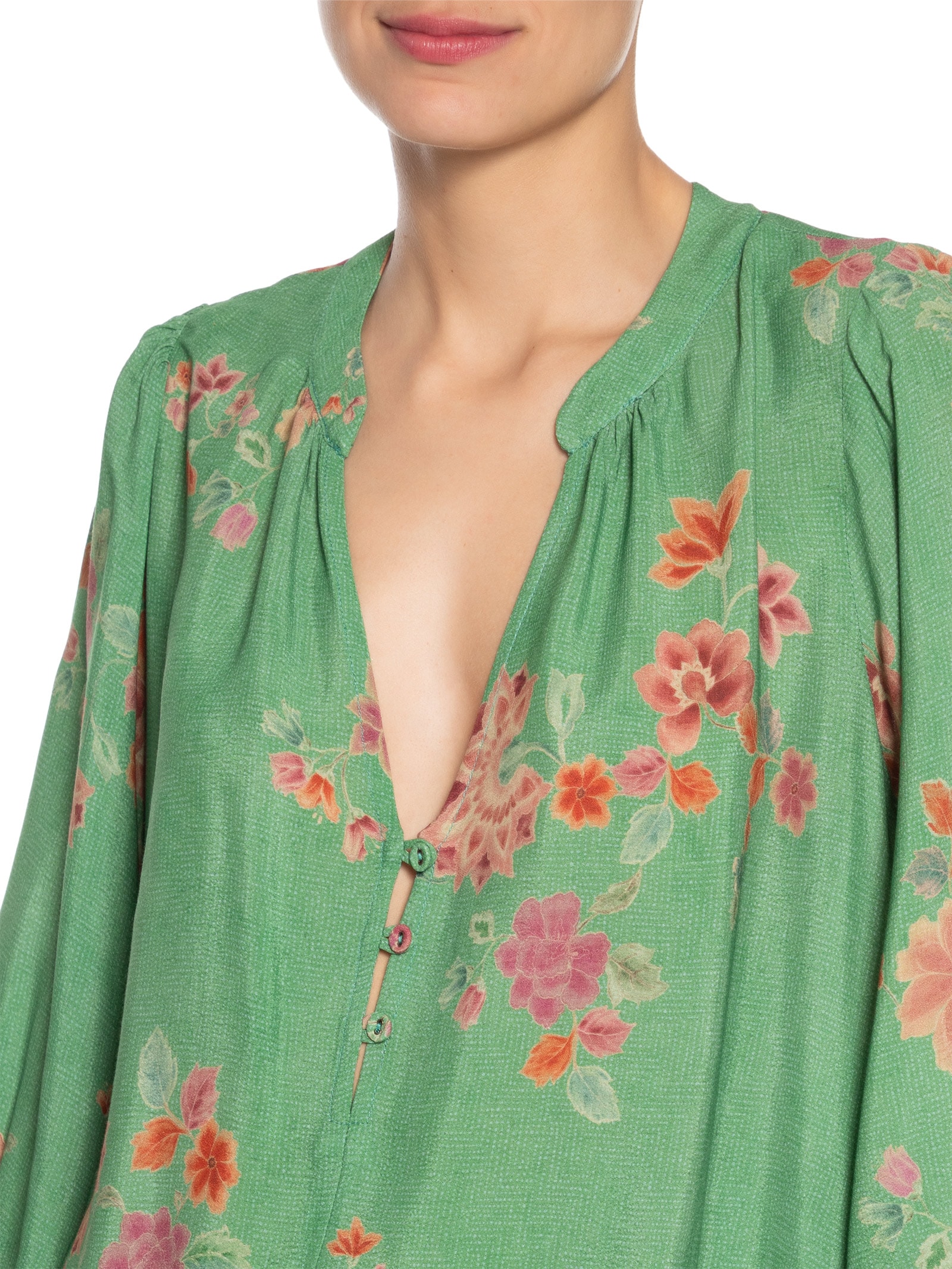 Bata Feminina Manga Longa Estampa Bliss Verde Maria Filó