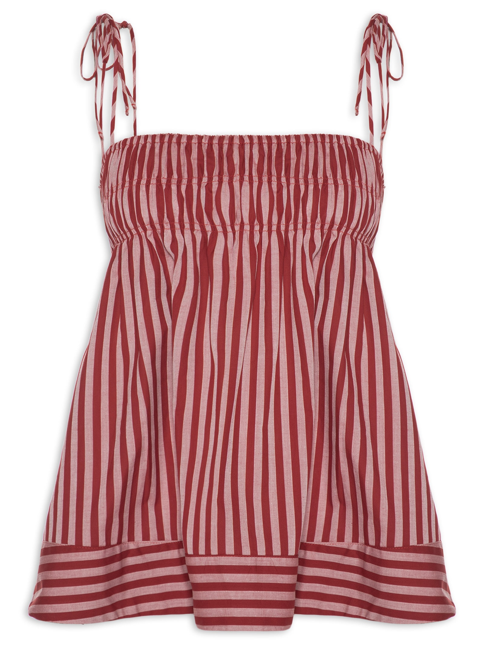Bata Feminina Mia Tricoline Listras Bisous Vermelho Panô