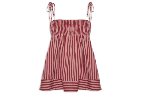 Bata Feminina Mia Tricoline Listras Bisous - Vermelho