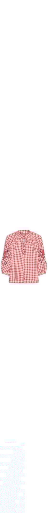 Bata Feminina Padrão Vichy Amassadinho Bordada - Vermelho