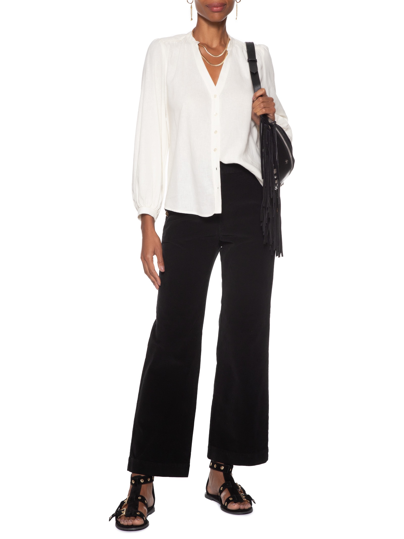 Bata Feminina Recorte Ombro Off White Maria Filó