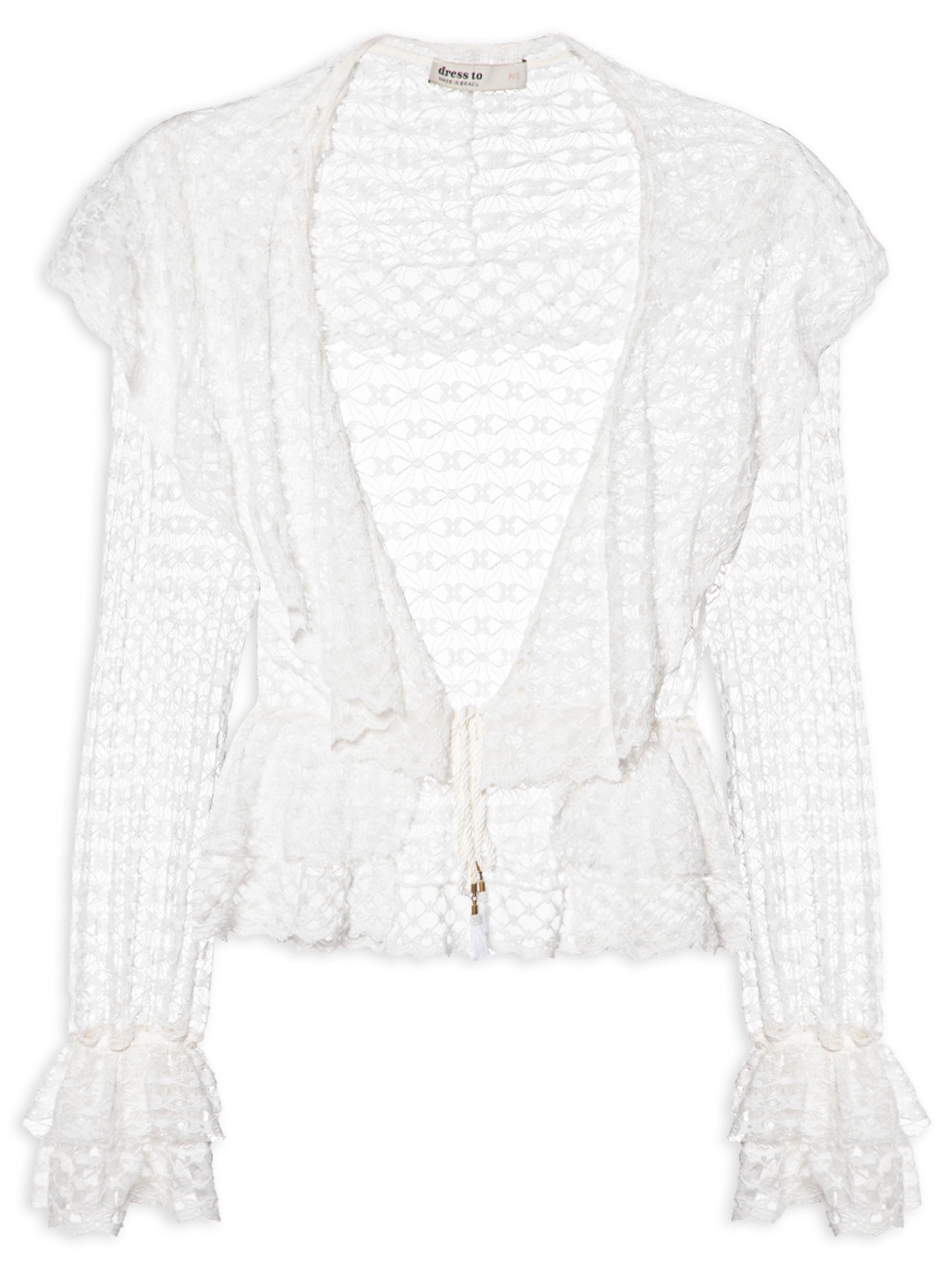 Bata Feminina Renda Babado Branco Dress To