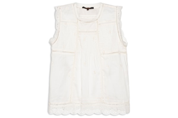 Bata Feminina Sem Manga Nervuras - Branco
