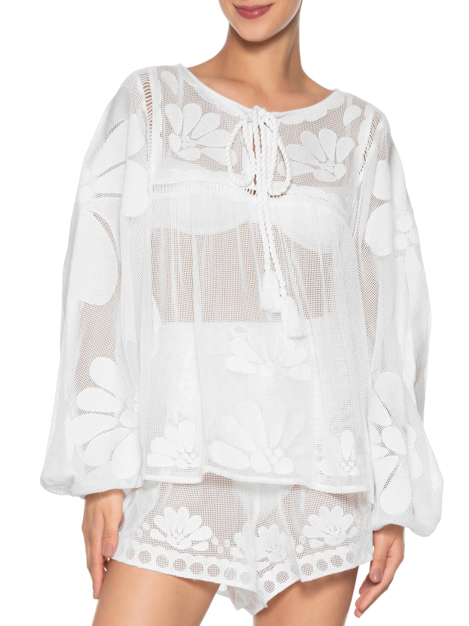 Bata Feminina Tela Cutwork Palermo Branco Farm Praia
