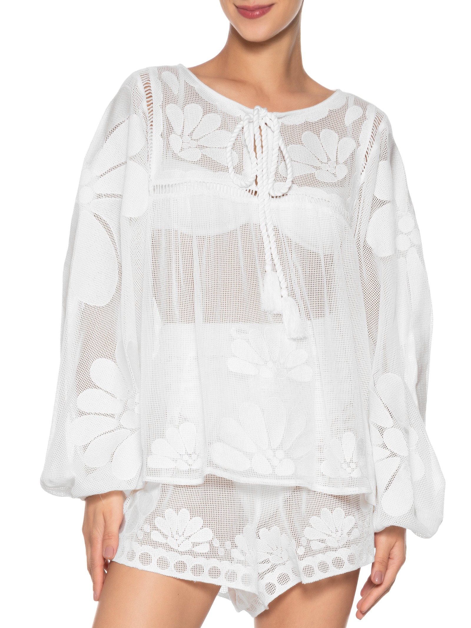 Bata Feminina Tela Cutwork Palermo Branco Farm Praia