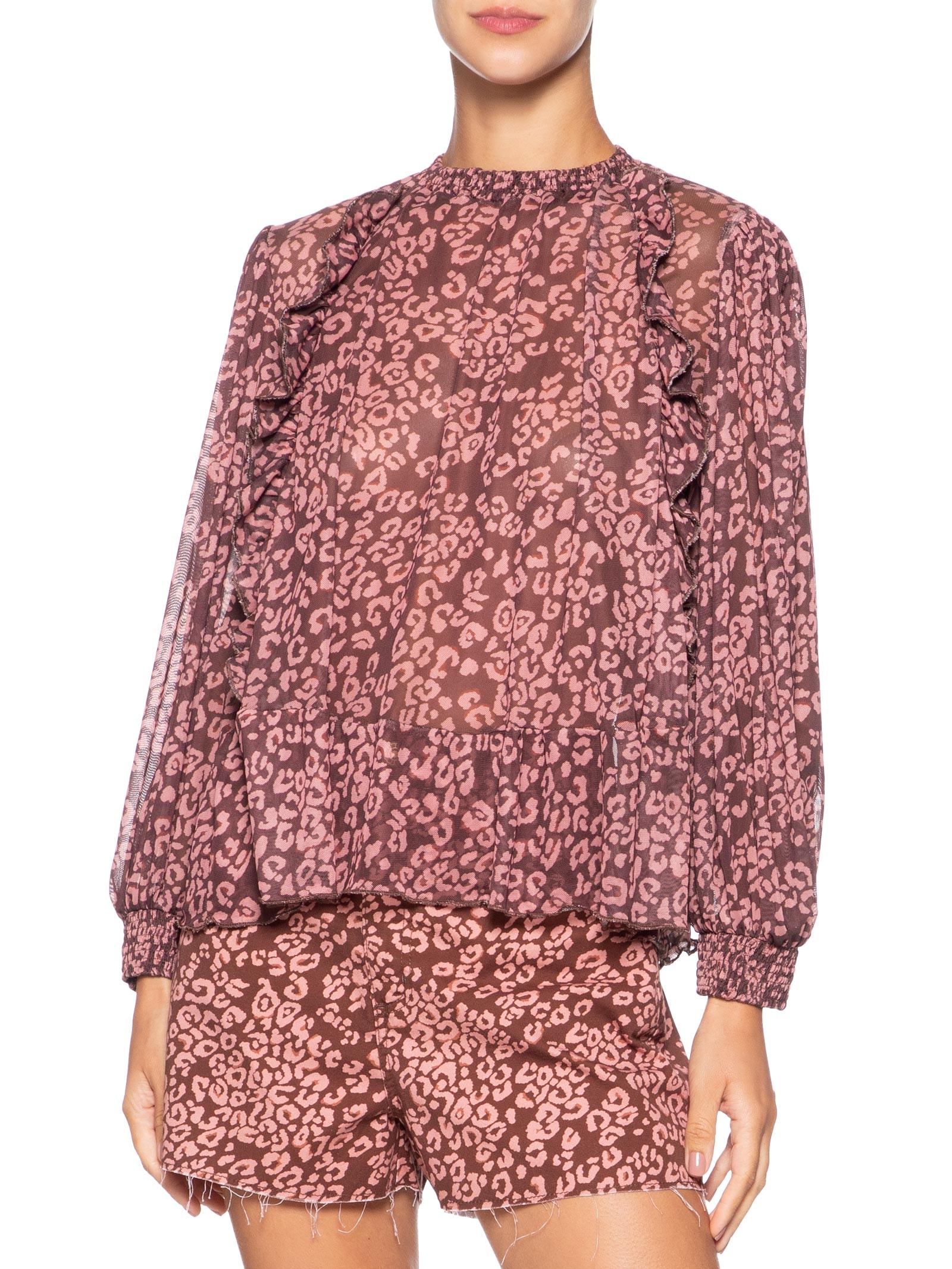 Bata Feminina Tule Estampa Felina Marrom Dress To