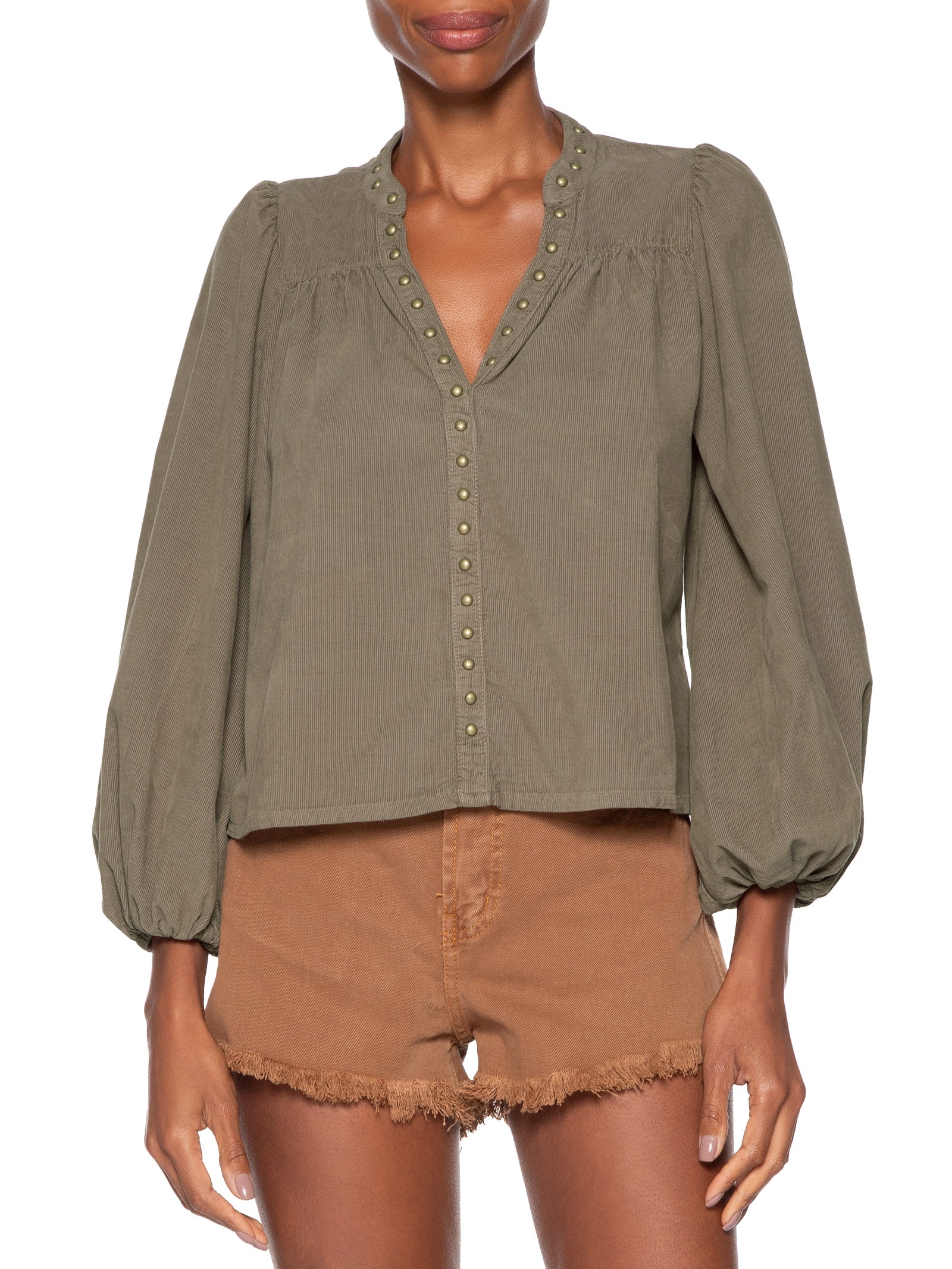 Bata Feminina Veludo Cotele Com Tachas Verde Maria Filó