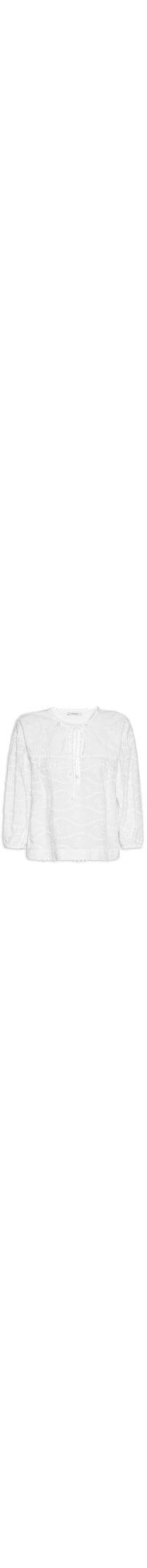 Bata Feminina Voil Bordado Relevo - Branco