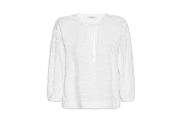 Bata Feminina Voil Bordado Relevo – Branco