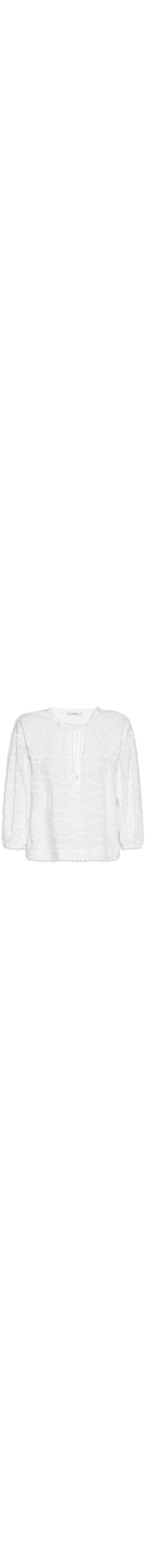 Bata Feminina Voil Bordado Relevo – Branco