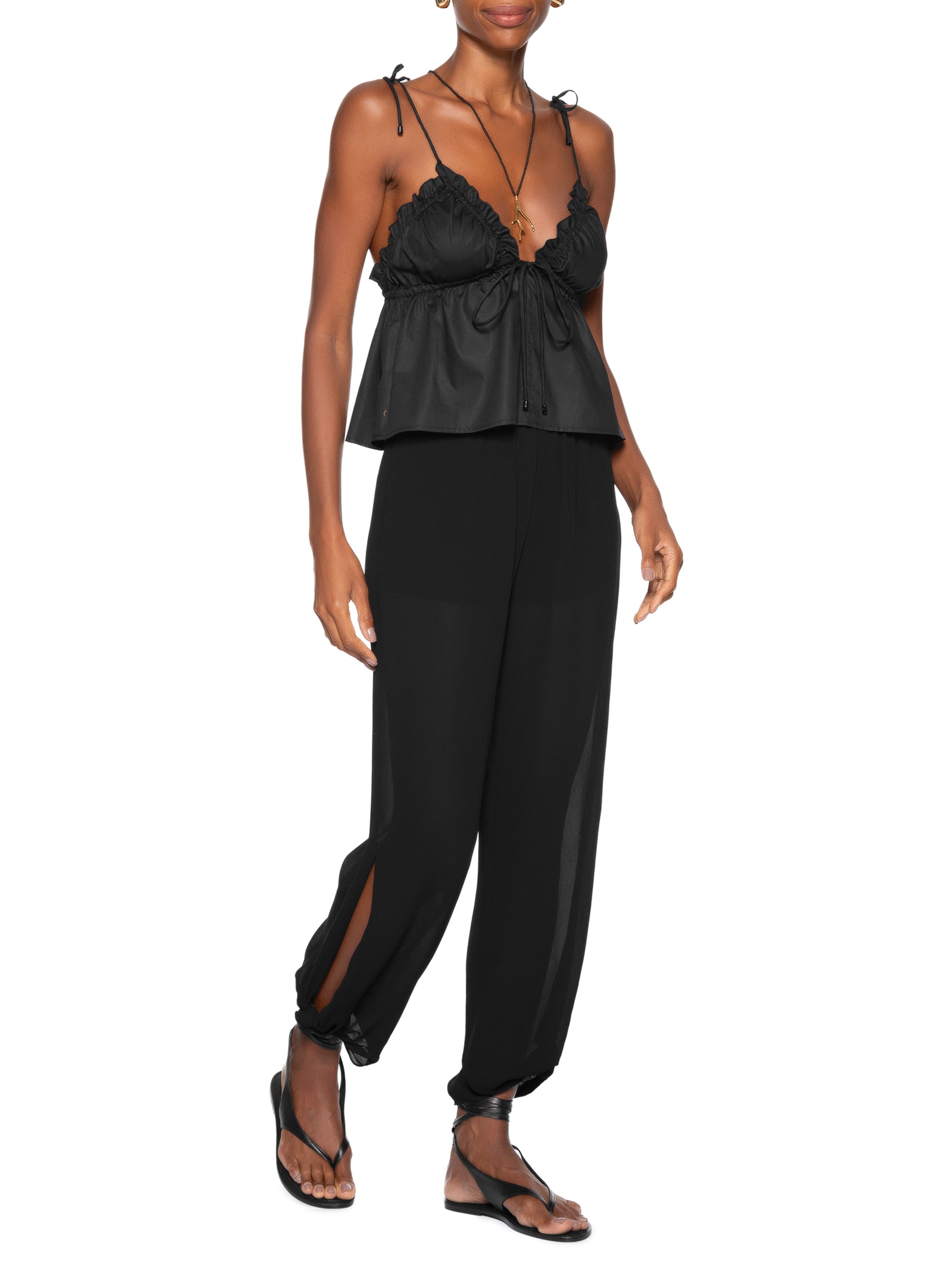 Bata Feminino De Algodão Top Triangulo Preto Animale