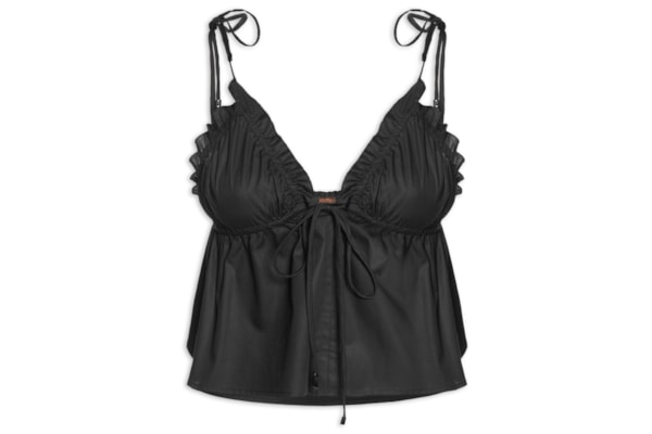 Bata Feminino De Algodão Top Triangulo - Preto