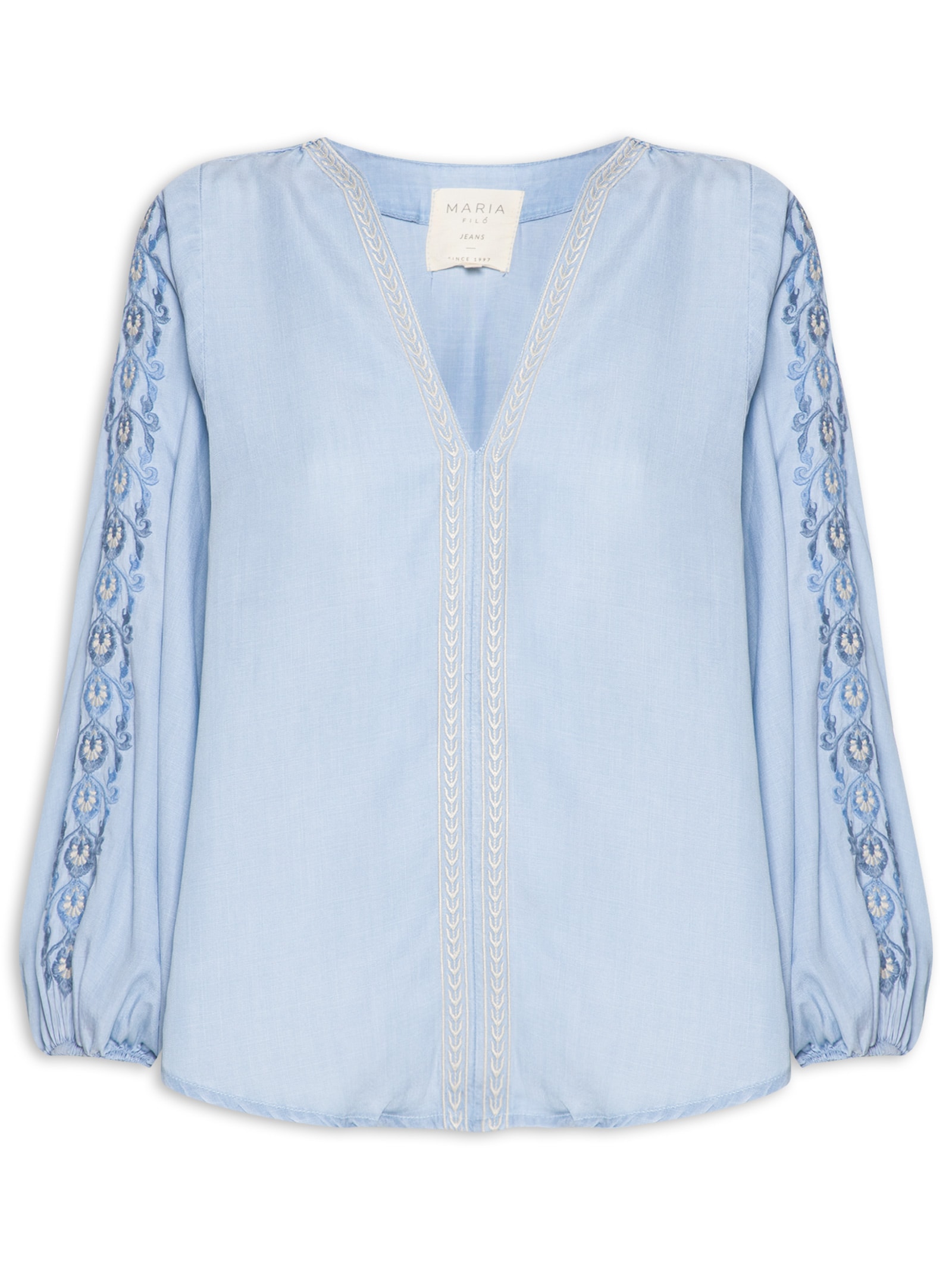 Bata Feminino Jeans Bordado Suzani – Azul Maria Filó