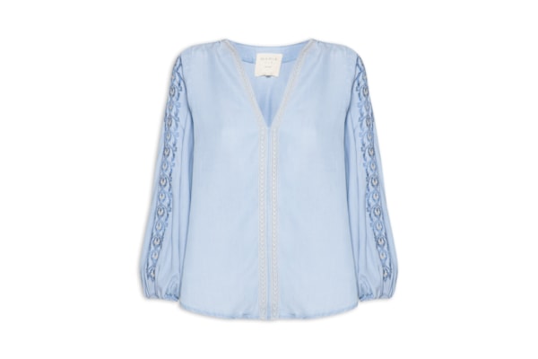 Bata Feminino Jeans Bordado Suzani – Azul