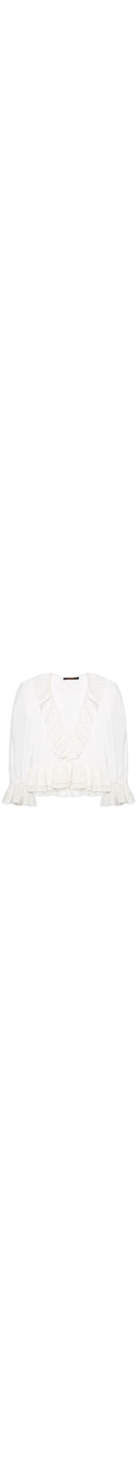Bata Manga Longa Babado Cosmos - Branco