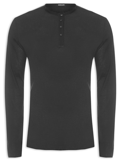 Bata Masculina Visual Linen Yoke – Preto