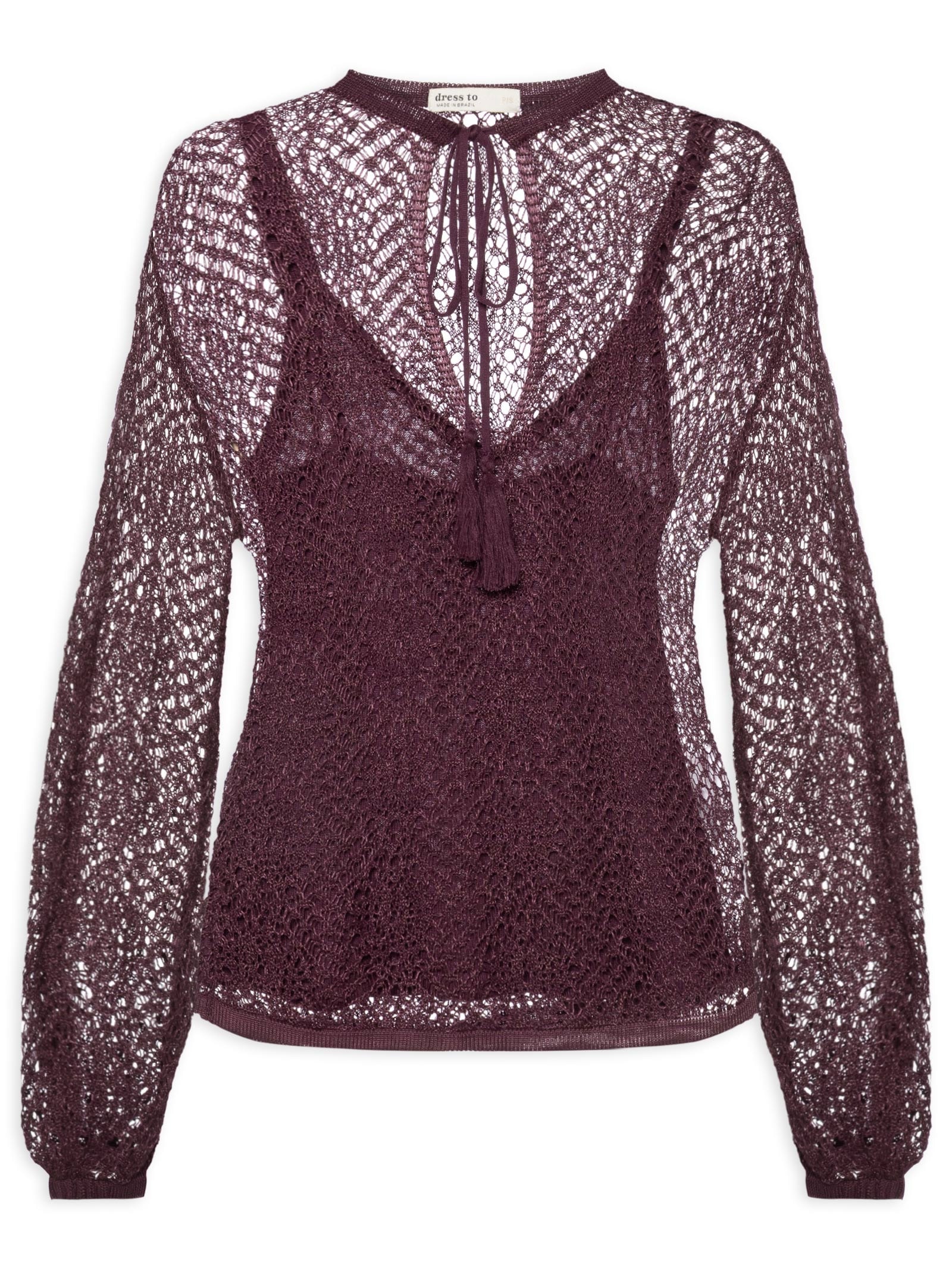 Bata Tricot Rendado – Marrom Dress To