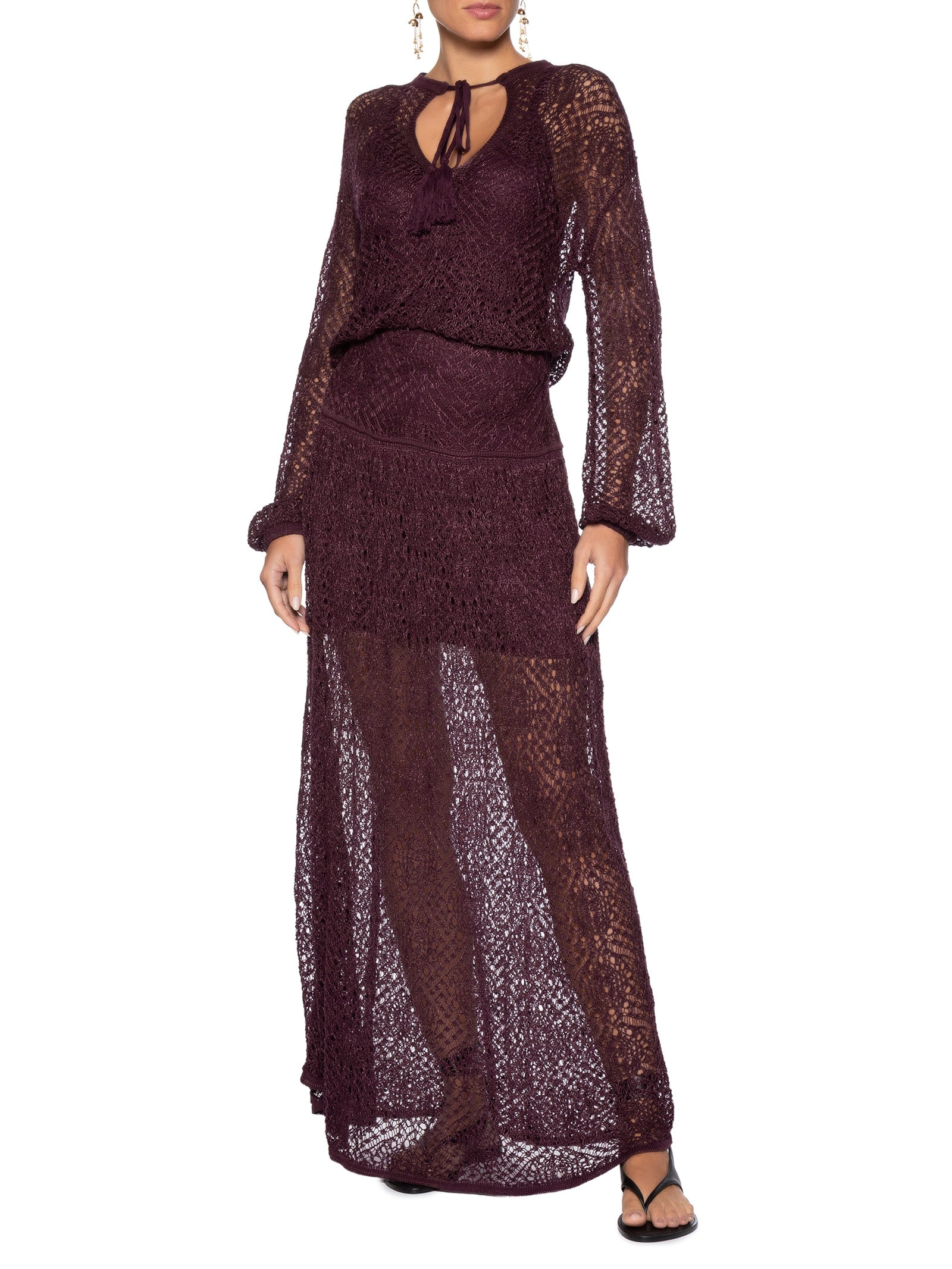 Bata Tricot Rendado – Marrom Dress To