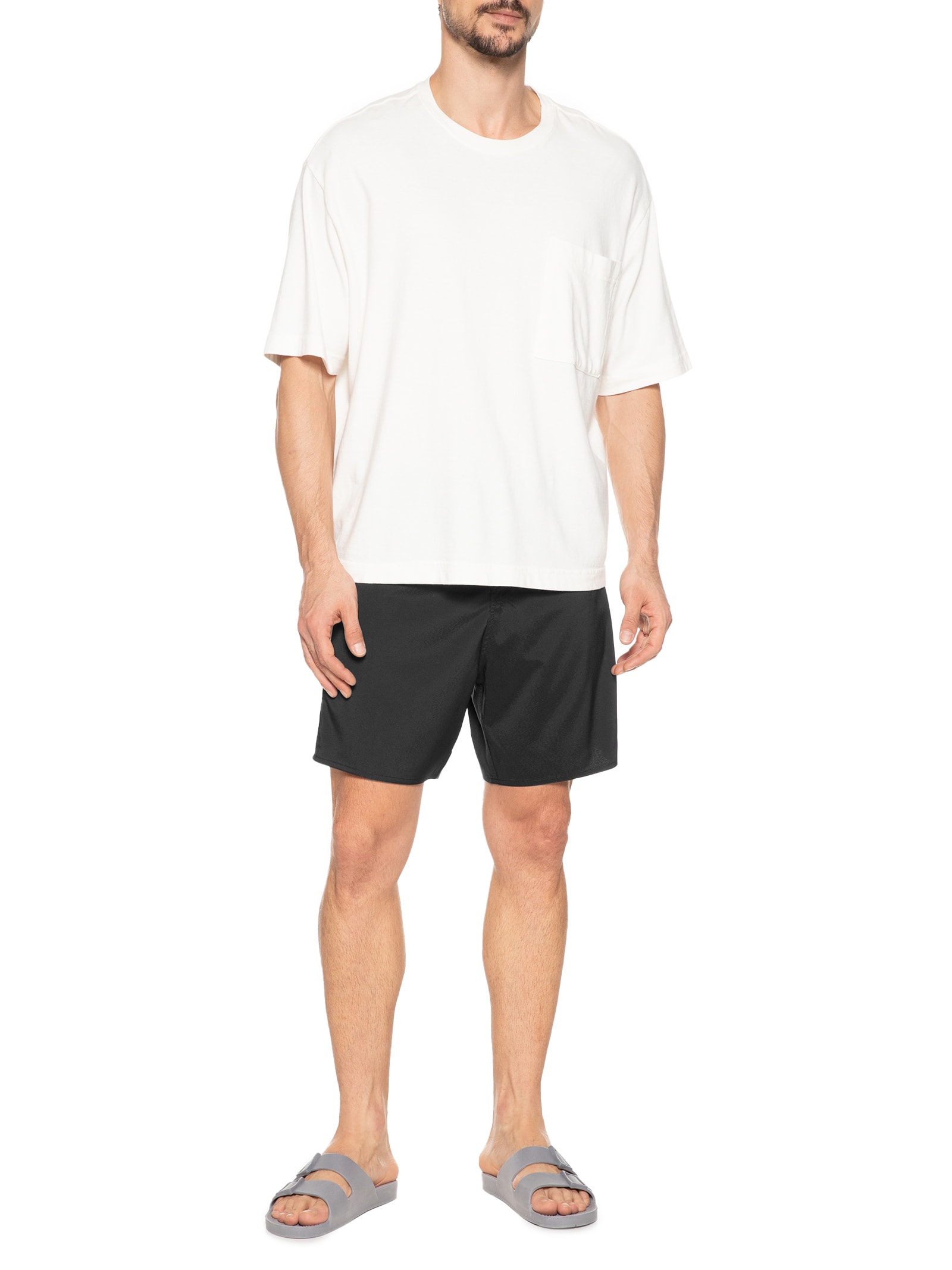 Bermuda Beachwaer Masculina Aquaone New Urban Stripes Preto Osklen