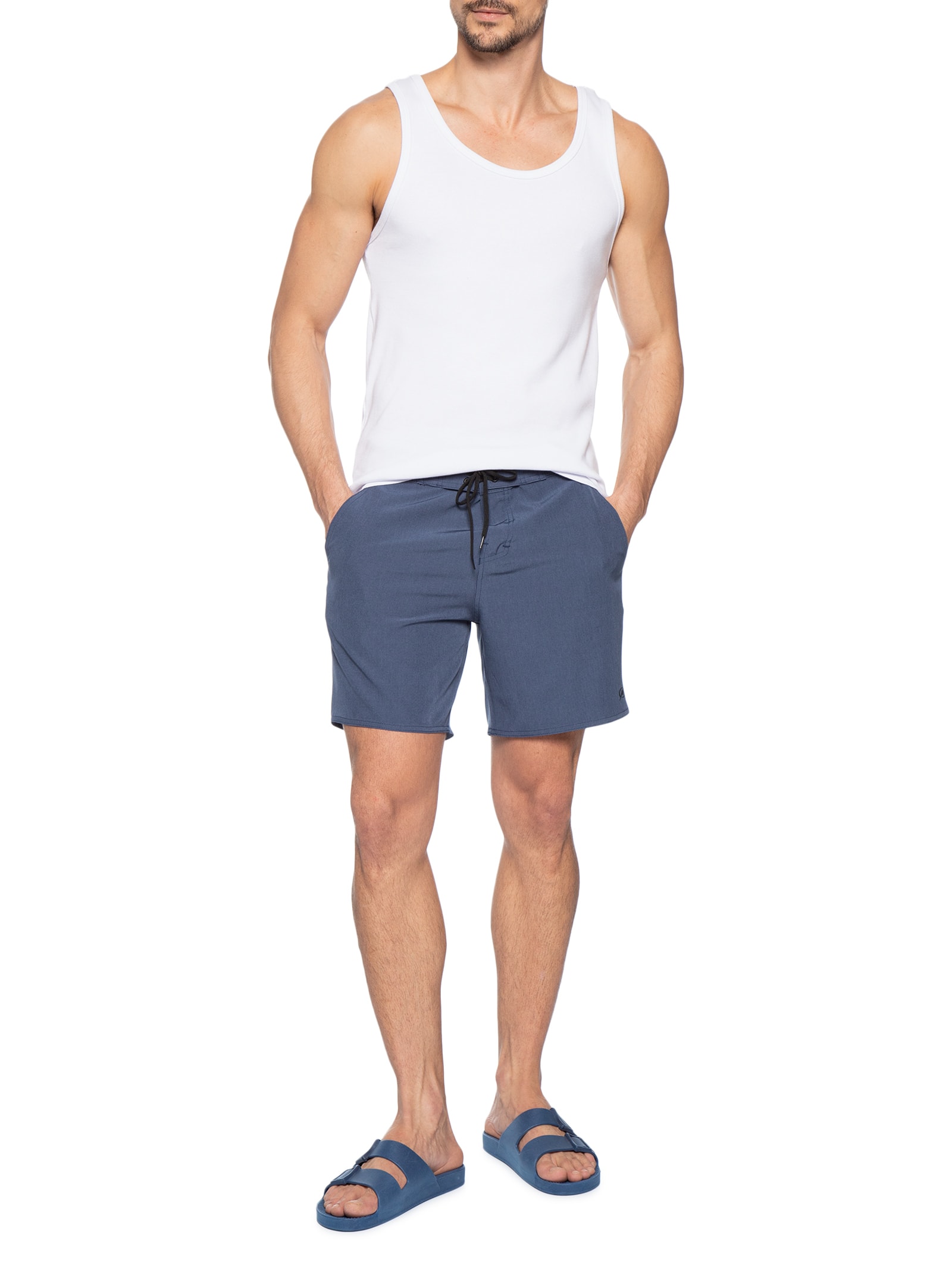 Bermuda Beachwear Maculino Midi Mescla Azul Blueman