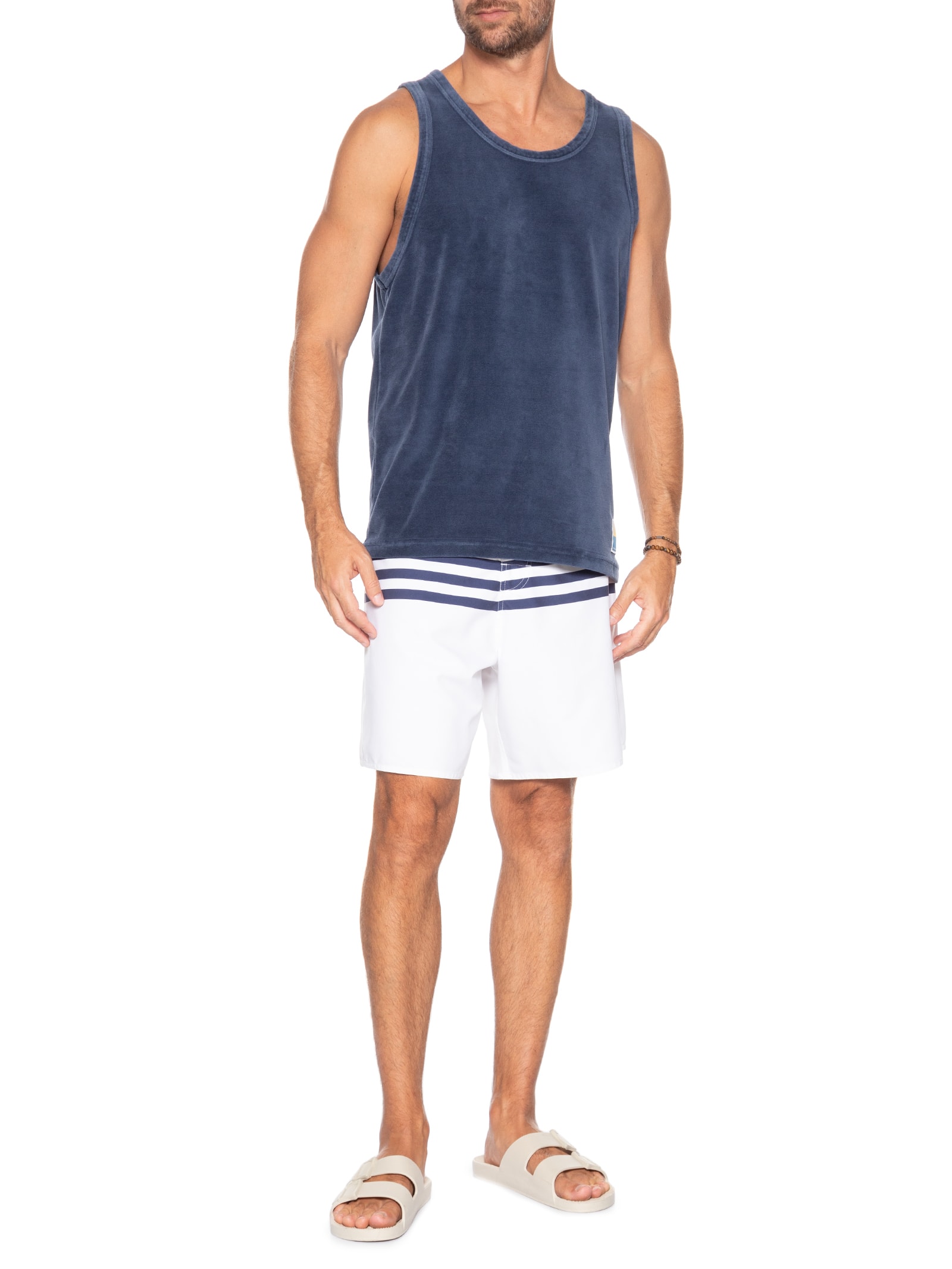 Bermuda Beachwear Masculina Classic Stripes  Branco Osklen