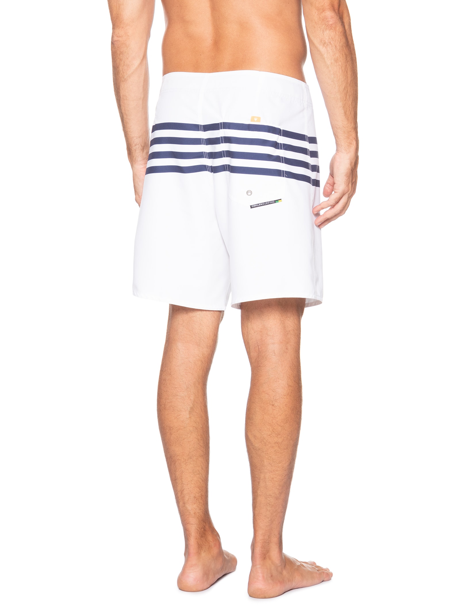 Bermuda Beachwear Masculina Classic Stripes  Branco Osklen