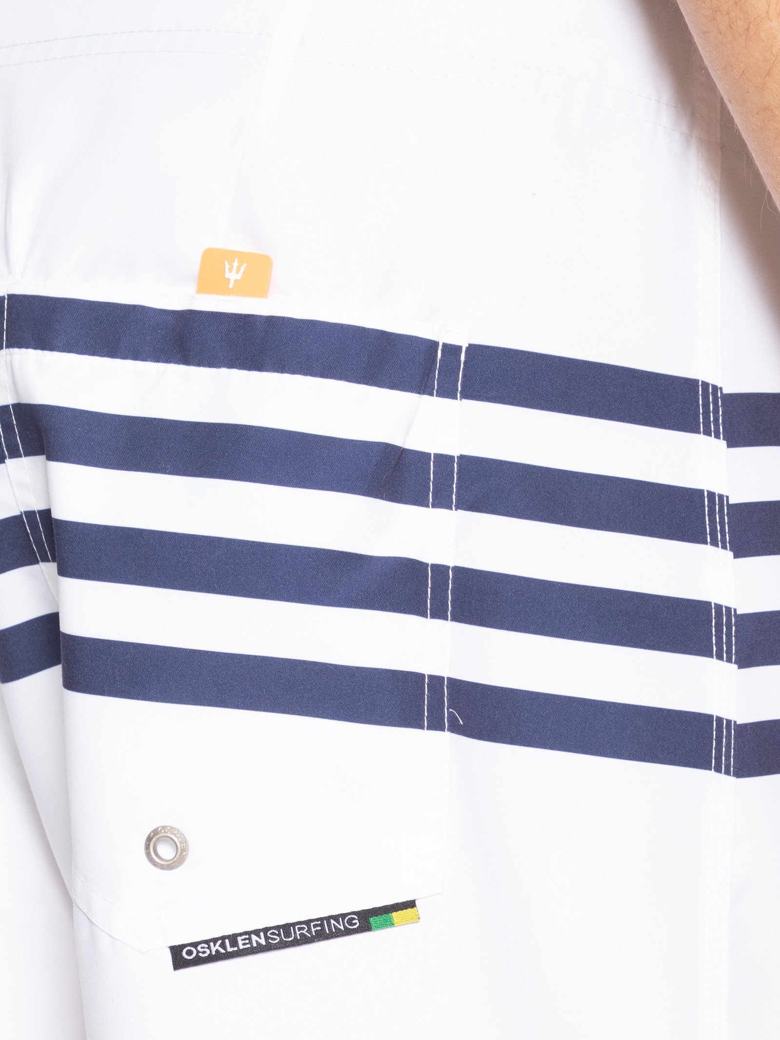 Bermuda Beachwear Masculina Classic Stripes  Branco Osklen
