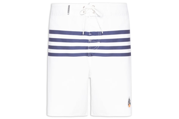 Bermuda Beachwear Masculina Classic Stripes  - Branco