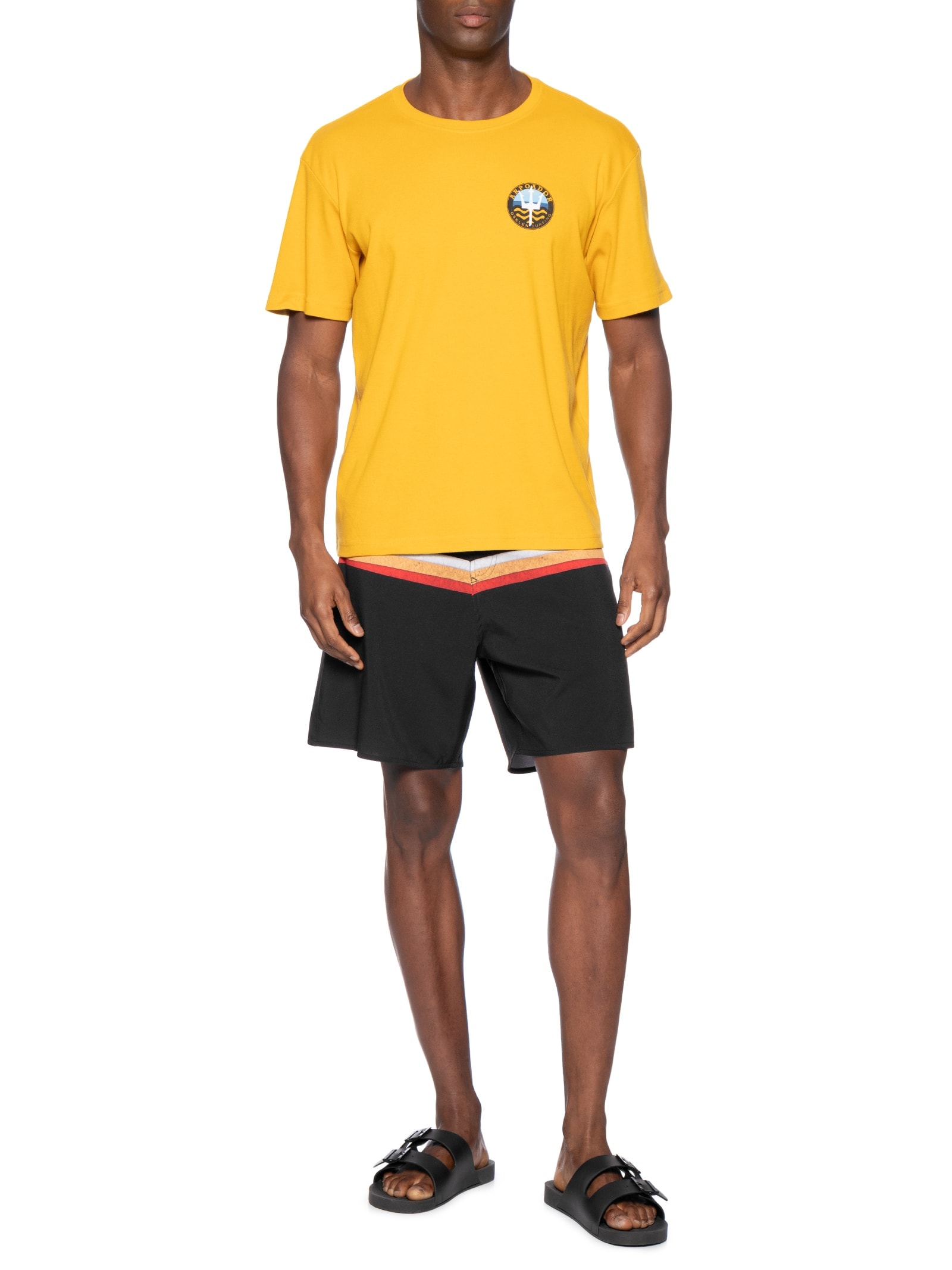 Bermuda Beachwear Masculina Tropicalia Stripes  Preto Osklen